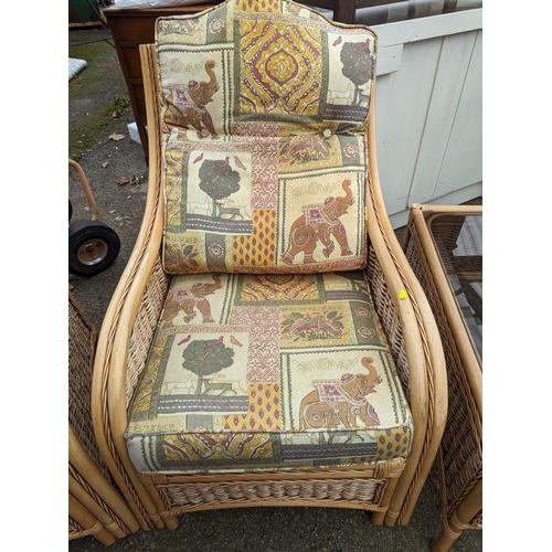 152 - Bamboo conservatory set with small glass topped table