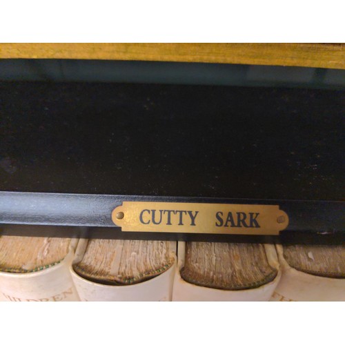 402 - To-scale model of the Cutty Sark + model boat manual L87cm H66cm together with three framed and deta... 