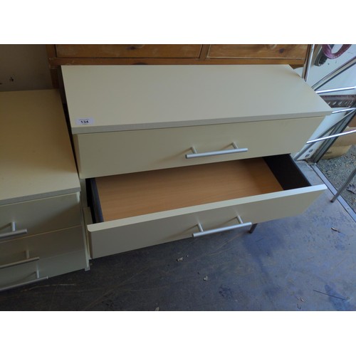 134 - Three chests of drawers, two small and one medium. Largest w74cm x d42cm x h74cm