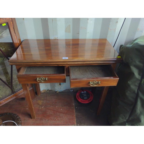 159 - Two drawer console table in mahogany finish. W79 D 41 H74 cm