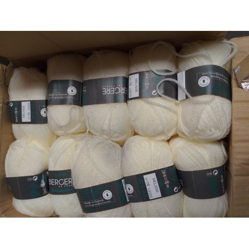 225 - Box of 50 x 25gm acrylic cream yarn 