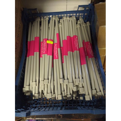 235 - 2 trays of 10mm plastic Knitting needles & a tray of shorter 4mm needles