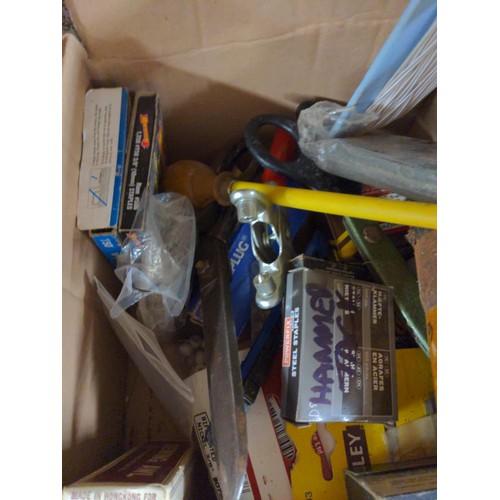 253 - 2 boxes of upholstery tools & materials inc Staple guns & staples, hammers etc