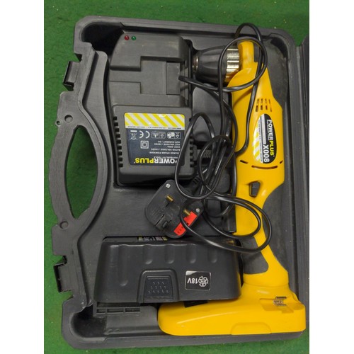 278 - Powerplus Rechargeable 18v corner drill X008 with fitted case