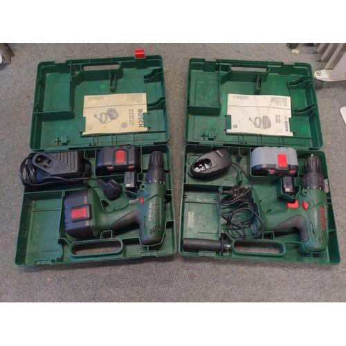 287 - 2 x Bosch rechargeable drills with batteries & chargers, each model PSB24VE-2, AF