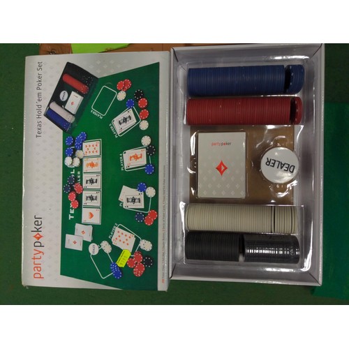 305 - Boxed party poker set together with Mah Jong set