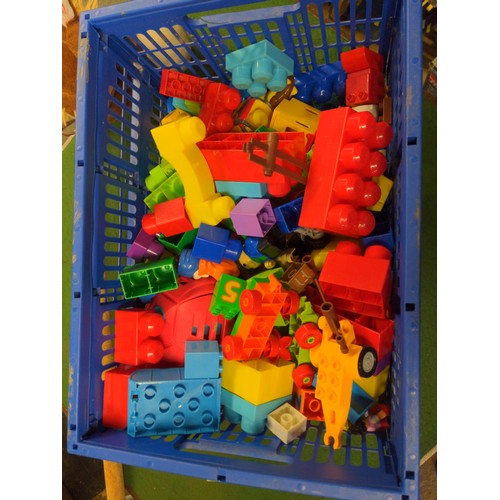 310 - Box of Duplo type building bricks & other toys