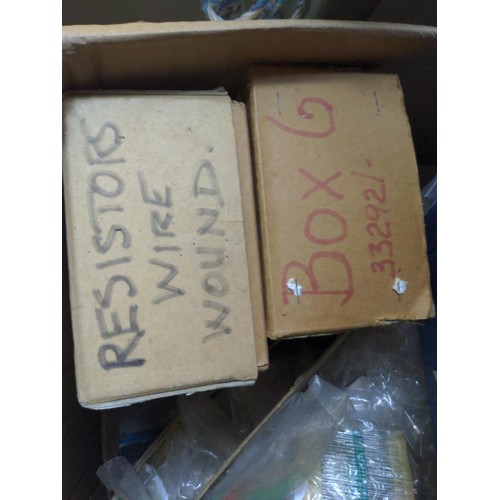 339 - Large box full of electronics equipment, mostly resistors, capacitors, diodes etc