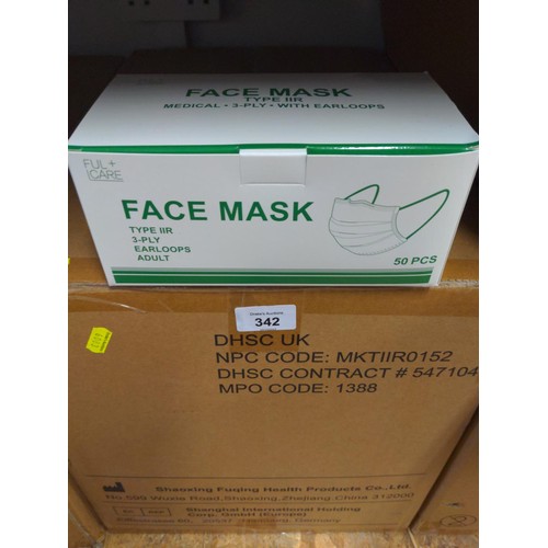 342 - Box of 2000 face masks. Expired, so not for clinical use.