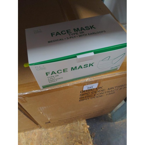 345 - Box of 2000 face masks. Expired, so not for clinical use.