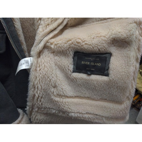 348 - River Island size XL sheep wool style overcoat. Appears as new.