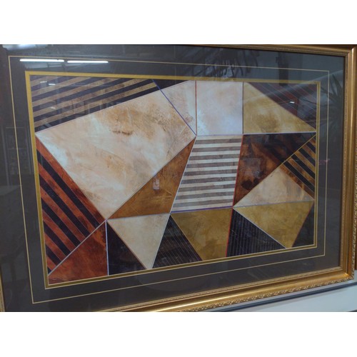 400 - Two abstract prints in gilt frames. 73cm x 104cm