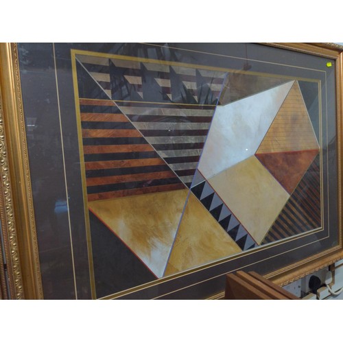 400 - Two abstract prints in gilt frames. 73cm x 104cm