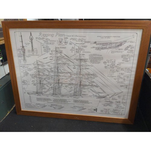 402 - To-scale model of the Cutty Sark + model boat manual L87cm H66cm together with three framed and deta... 