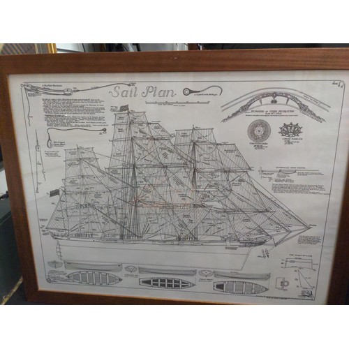 402 - To-scale model of the Cutty Sark + model boat manual L87cm H66cm together with three framed and deta... 