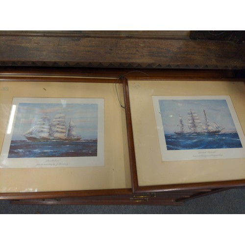 406 - Four framed prints of ships. 38 x 30.5cm