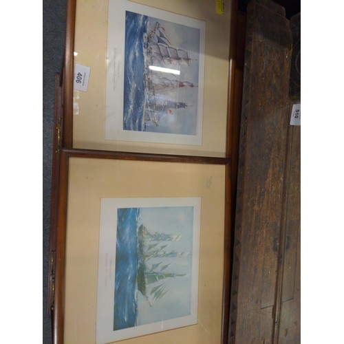 406 - Four framed prints of ships. 38 x 30.5cm