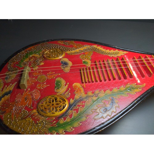 450 - Chinese four string Pipa/lute, missing one string