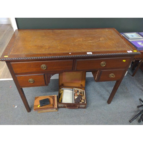 476 - Leather topped 4 drawer writing desk with twist to edges W107cm D51m H78cm