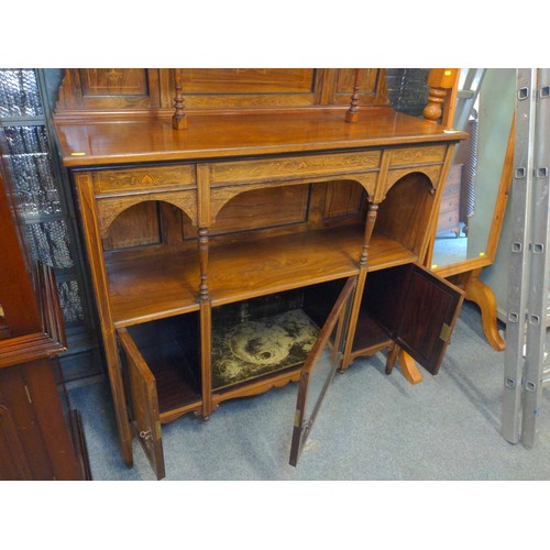 520 - Rosewood inlaid mirror backed Chiffonier. W160cm D40cm H220cm