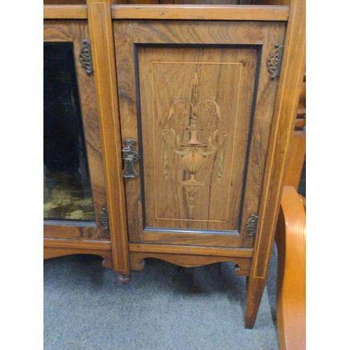 520 - Rosewood inlaid mirror backed Chiffonier. W160cm D40cm H220cm