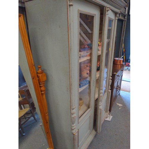 522 - French style glass fronted armoire. W150cm D49cm H193cm 