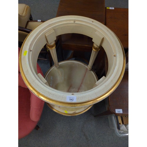 542 - pair of French style circular occasional tables, one with chipped marble top, other the top is missi... 