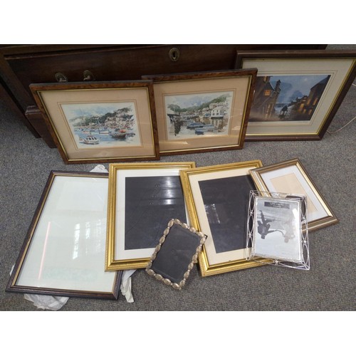 541 - 9 various picture frames. Plastic container NOT included