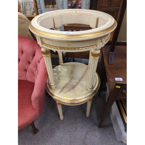 542 - pair of French style circular occasional tables, one with chipped marble top, other the top is missi... 