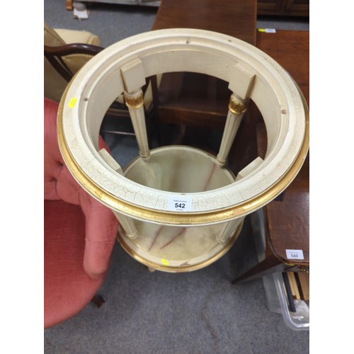 542 - pair of French style circular occasional tables, one with chipped marble top, other the top is missi... 