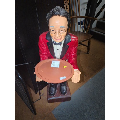 360 - Wooden model of a restaurant waiter, height 96cm (approx.)