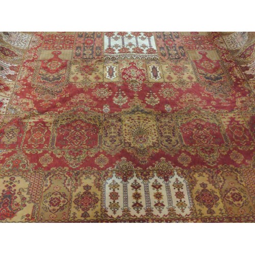 885A - English Gold & red decorated rug. 3.5m x 2.42m