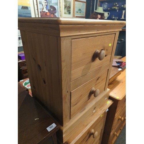 581 - Pine bedside cabinet with two drawers. w55 d39 h61 cm