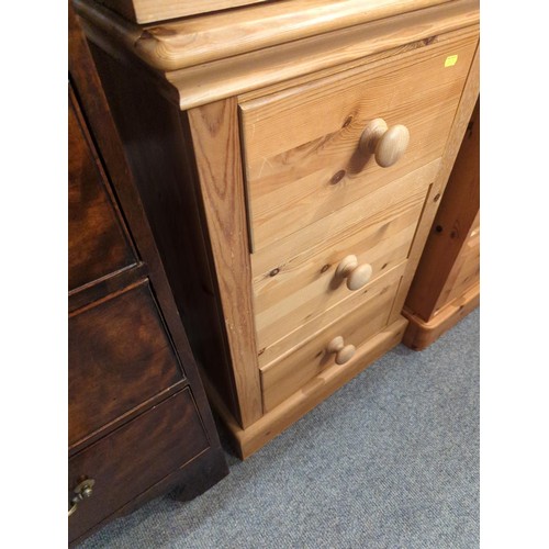 582 - Pine three drawer cabinet/chest. W54 D39 H86 cm