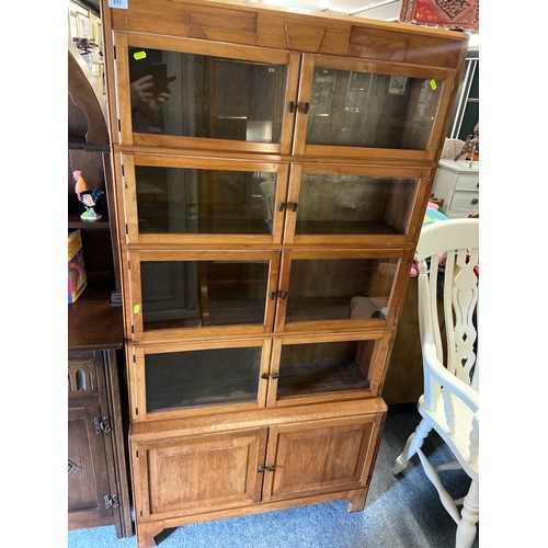 892 - Art Deco style Stacking bookcase x 4 with two door cupboard to base in mahogany. W89 D29 H174 cm