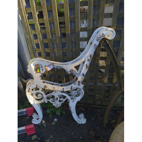 80 - Pair of alloy bench ends painted white.