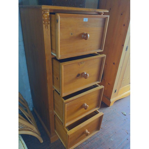 101 - Modern pine 4 drawer filing cabinet. W61 D61 H142