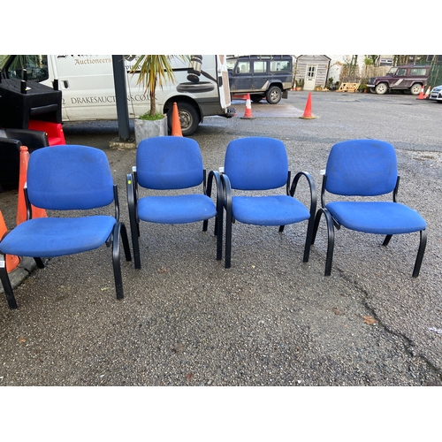 118 - Four blue upholstered office/waiting-room chairs