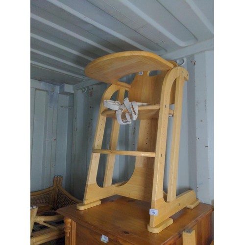 100 - Modern child’s beechwood high chair. H86cm. Very clean condition.