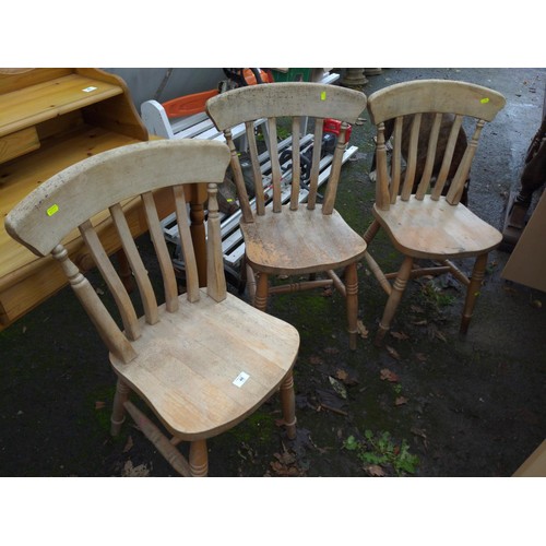 46 - 3x beech kitchen chairs