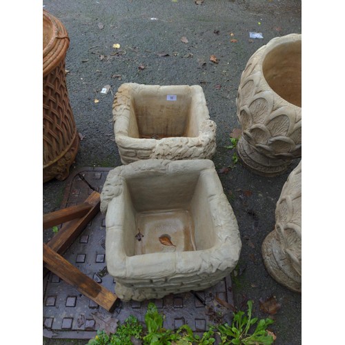 53 - Two small square garden planters with brick effect. D36cm x H27cm