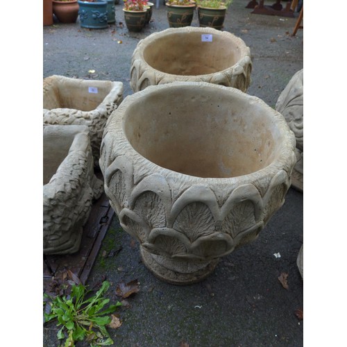 54 - Pair of garden planters, deep pineapple style urns.