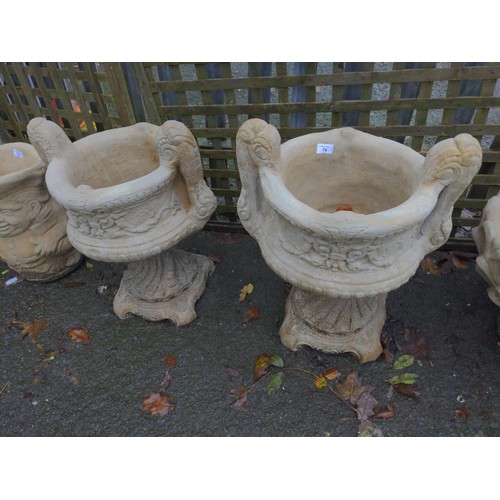 74 - Pair of two handled urn style planters. H64 Dia 49 cm