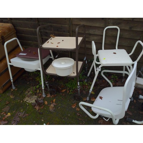 90 - Quantity of mobility furniture, inc. commode type seats, zimmer frames etc.