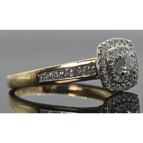 655 - 18ct gold and diamond cluster ring, size P, gross weight 3.73 grams