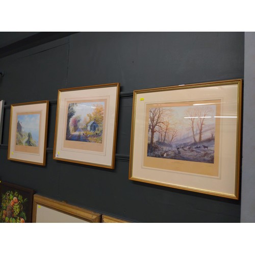 522 - Gerry Hillman, three signed limited edition prints, 'Autumn', 'Summer' and 'Winter', mounted and fra... 