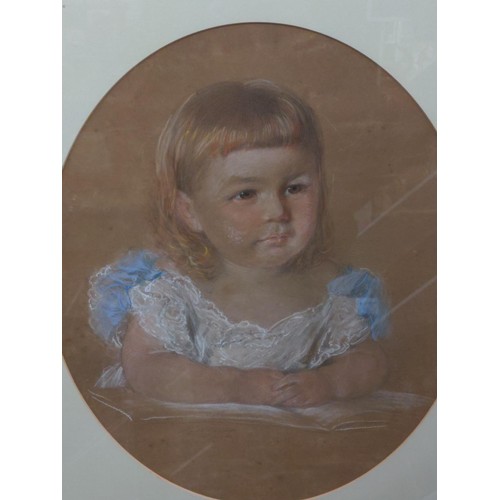 524 - SIR JOHN GILBERT RA (1817-1897) large chalk on paper portrait of a young girl in gilt frame. Signed ... 