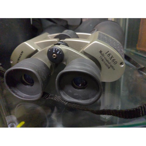 708 - Two pairs of binoculars inc. Technar by Swift 8 x 40 and Clubman 16 x 60. Both with cases. 