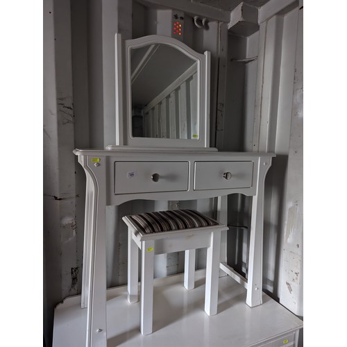 105 - Contemporary 2 drawer dressing table with stool. W90cm