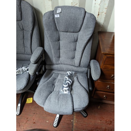113 - Quality grey fabric office chair, fully adjustable. New and unused.